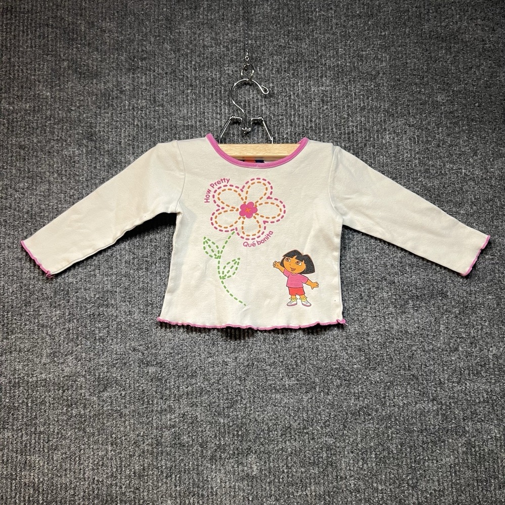 Vintage Dora The Explorer Nick Jr Girls Shirt‎ Size 3T Y2K 2005 White Cartoon